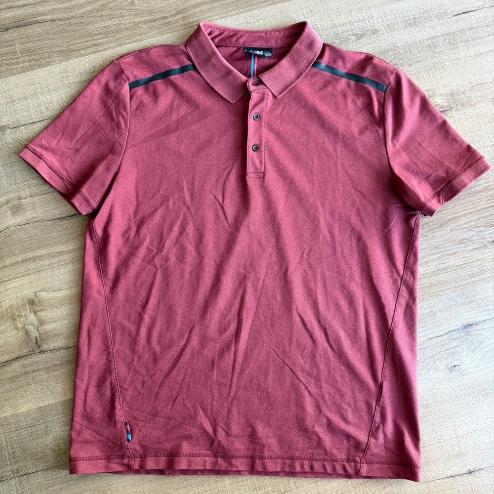 BMW M Motorsport Mens Polo Shirt Maroon Burgundy Short Sleeve Logo Large L